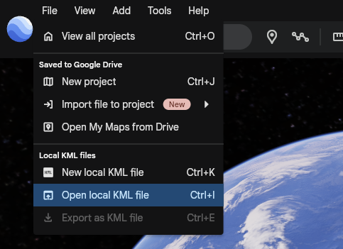 Open KML file in Google Earth