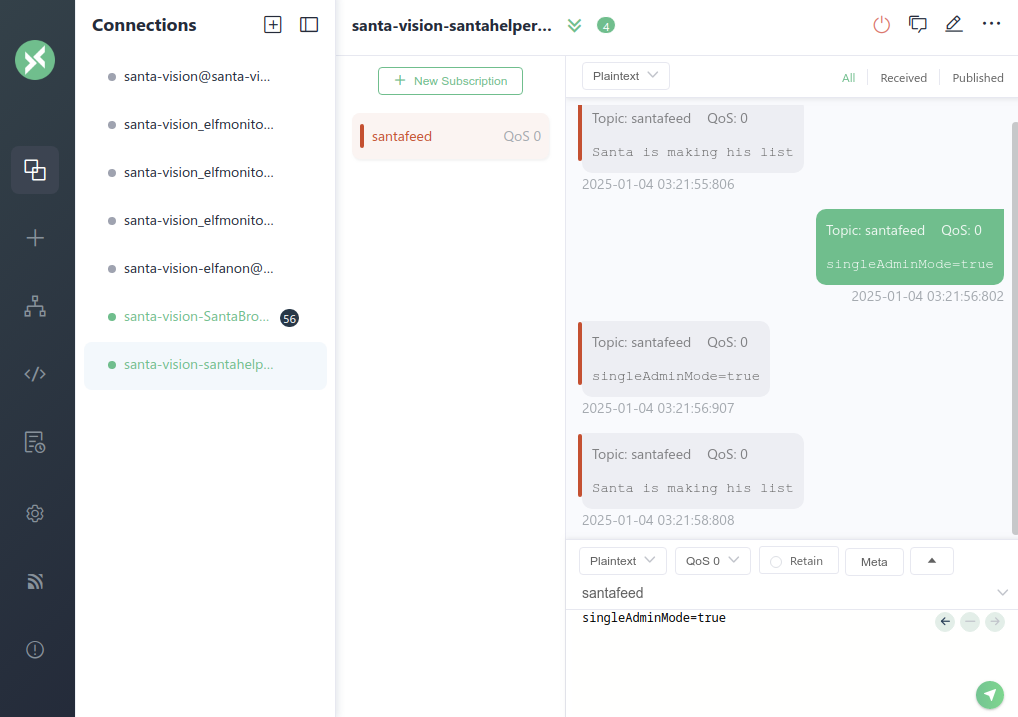 MQTTX send singleAdminMode=true